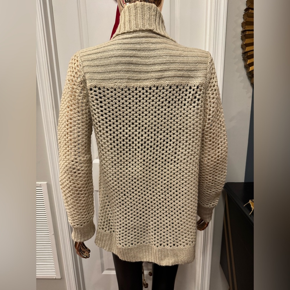 LOFT Beige Textured Open-Front Cardigan - Picture 4 of 5